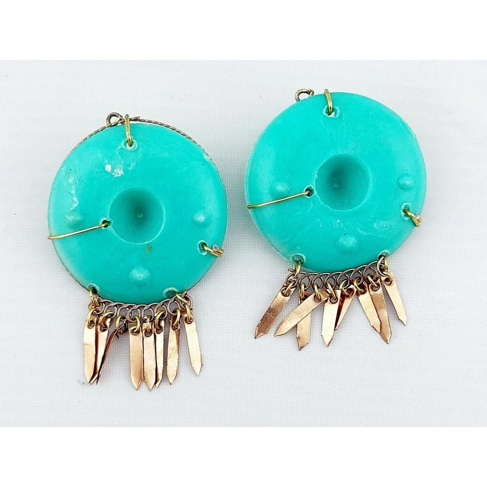 Vintage Style Inspired Zuni Sunface Earrings. Missing Hooks.